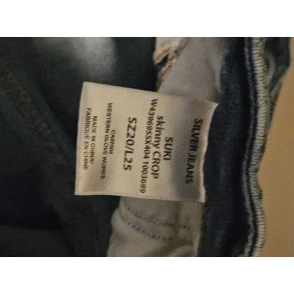 Silver Jeans Co Suki Skinny Crop Blue Jeans Women's Plus Size 20 W43969SSX404